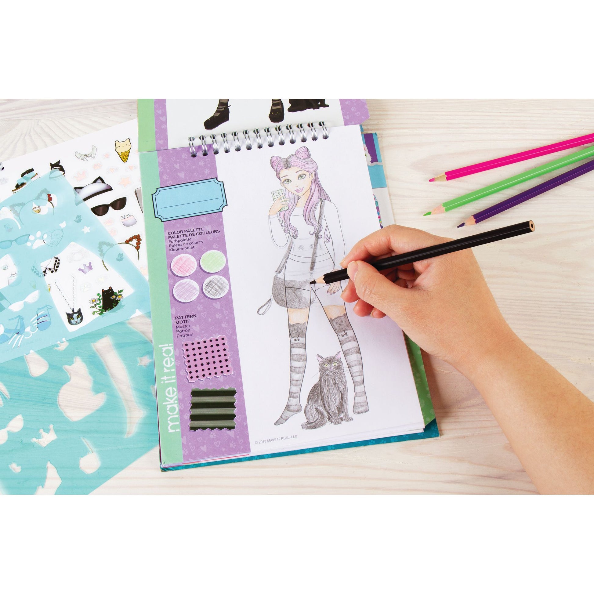 Make It Real Fashion Design Sketchbook: Pretty Kitty - Toyworld NZ