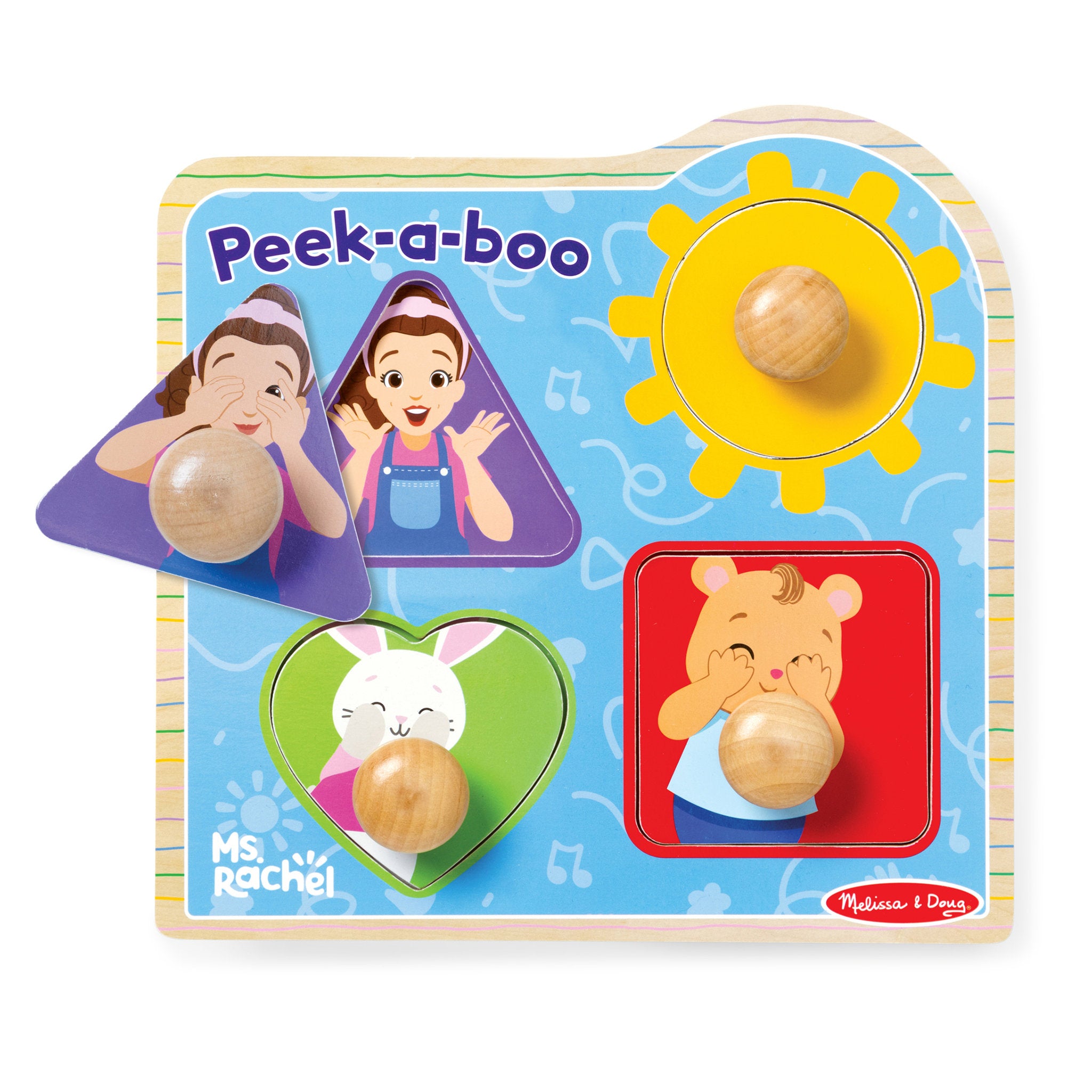 Melissa & Doug Ms Rachel Wooden Jumbo Peek-a-Boo Peg Puzzle
