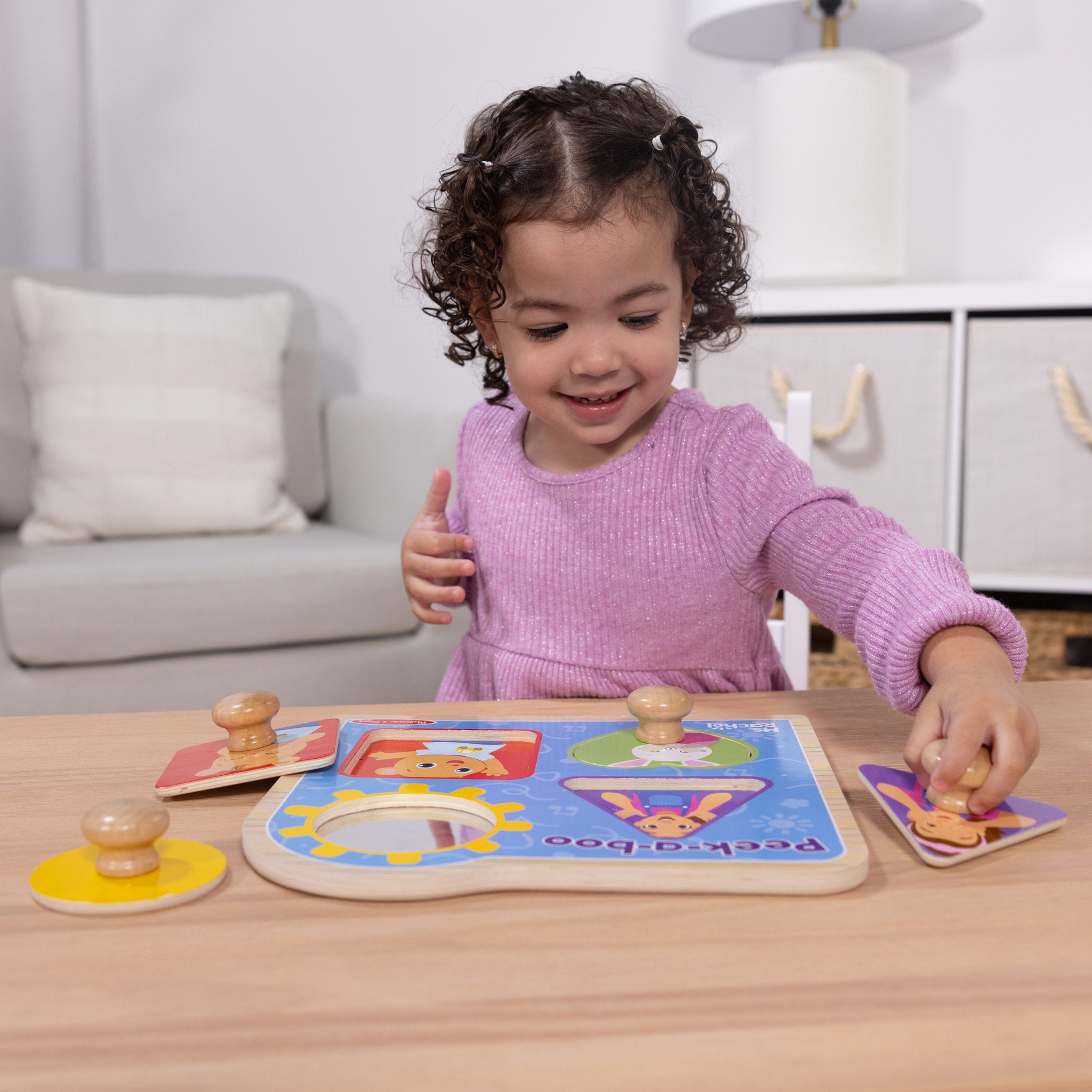 Melissa & Doug Ms Rachel Wooden Jumbo Peek-a-Boo Peg Puzzle