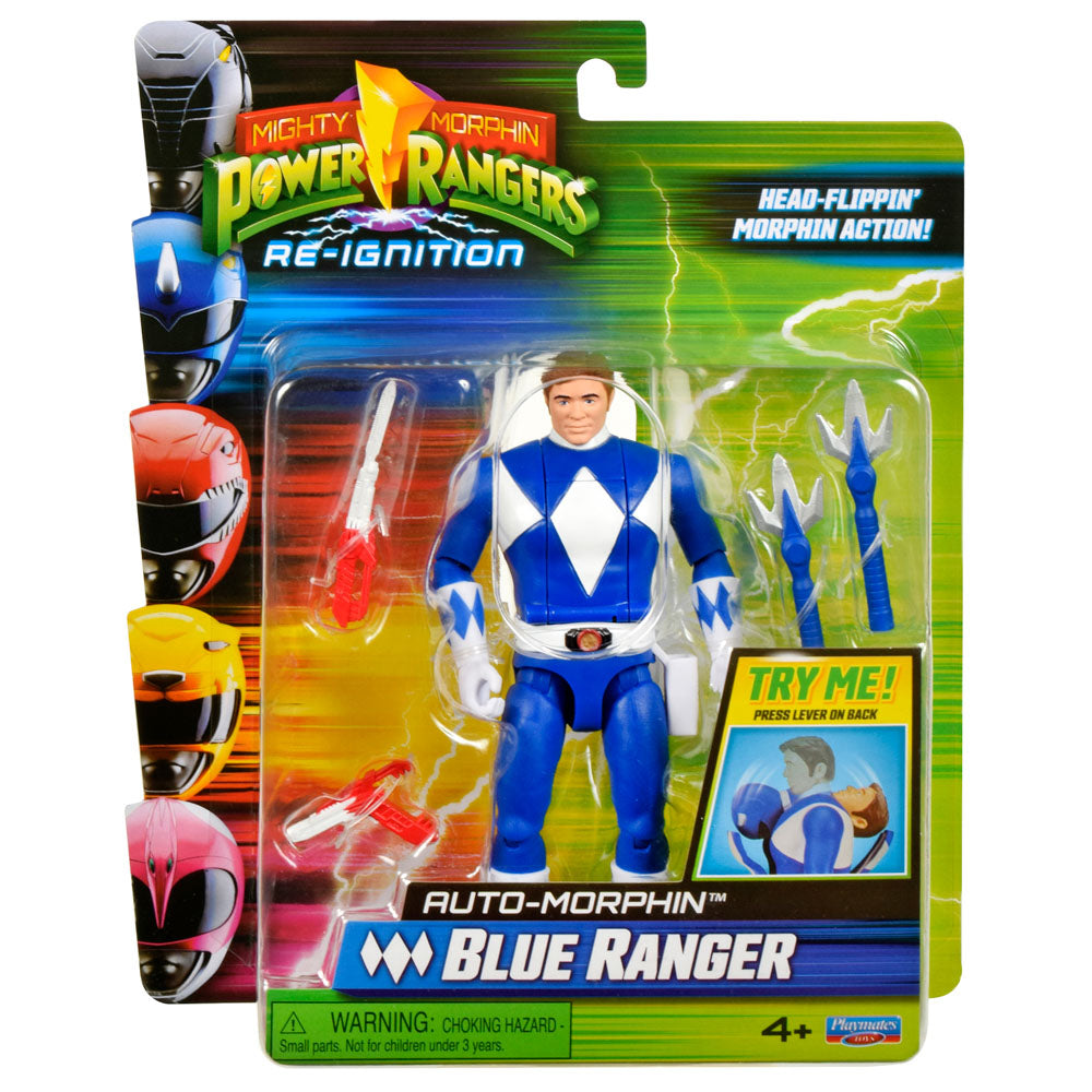 Mighty Morphin Power Rangers Auto-Morphin Figures - Blue Ranger toy.