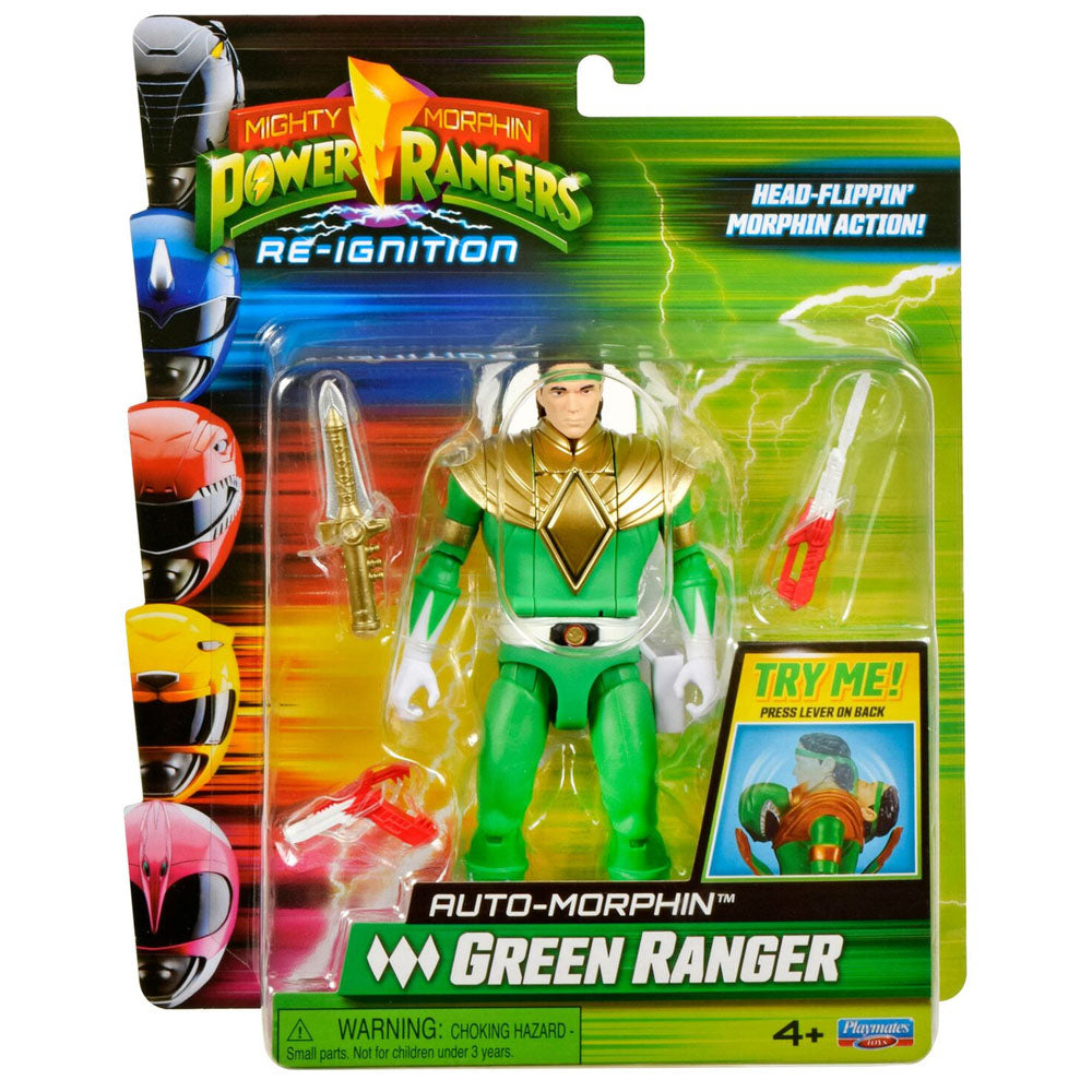 Mighty Morphin Power Rangers Auto-Morphin Figures - Green Ranger toy.