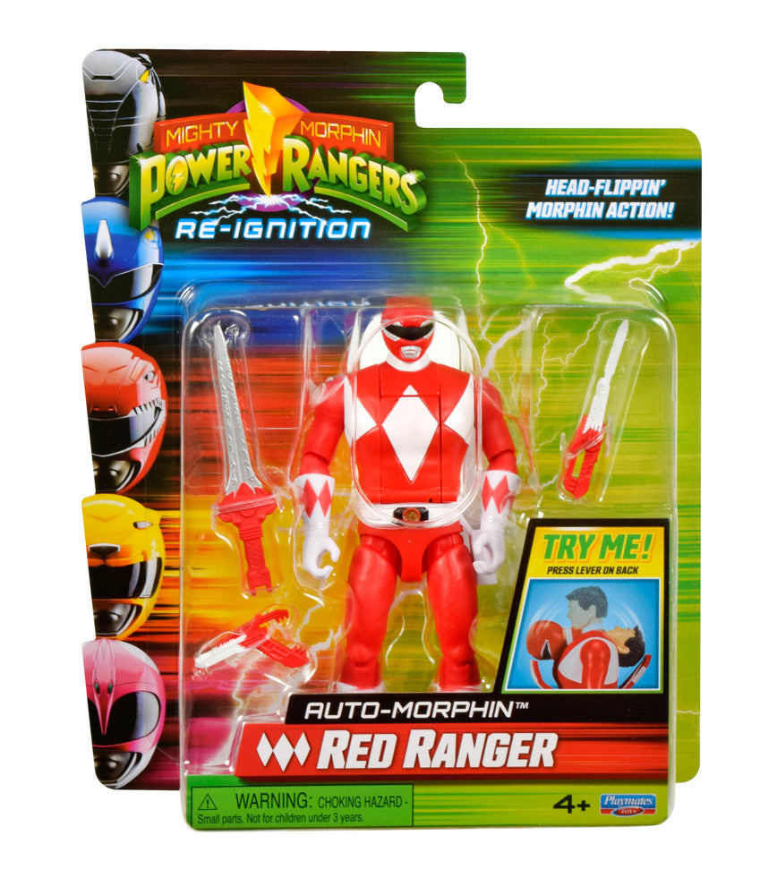 Mighty Morphin Power Rangers Auto-Morphin Figures - Red Ranger toy.