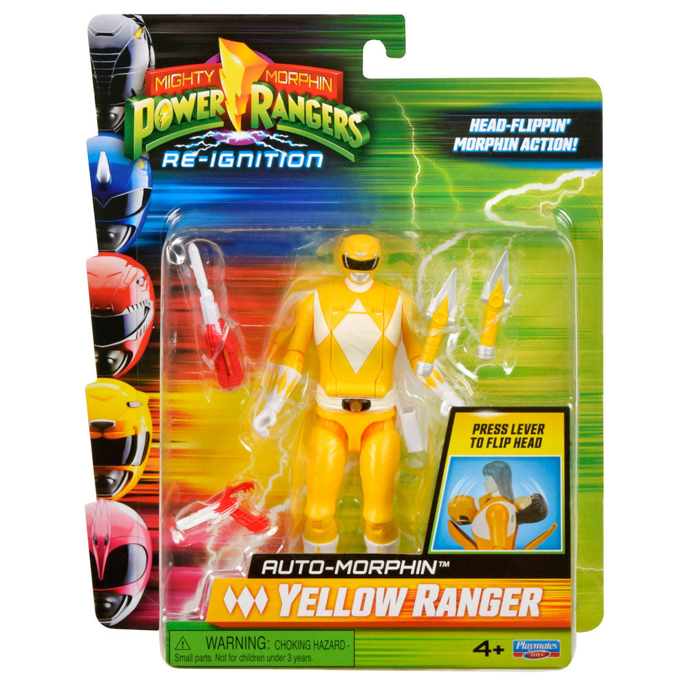 Mighty Morphin Power Rangers Auto-Morphin Figures - Yellow Ranger toy figure.