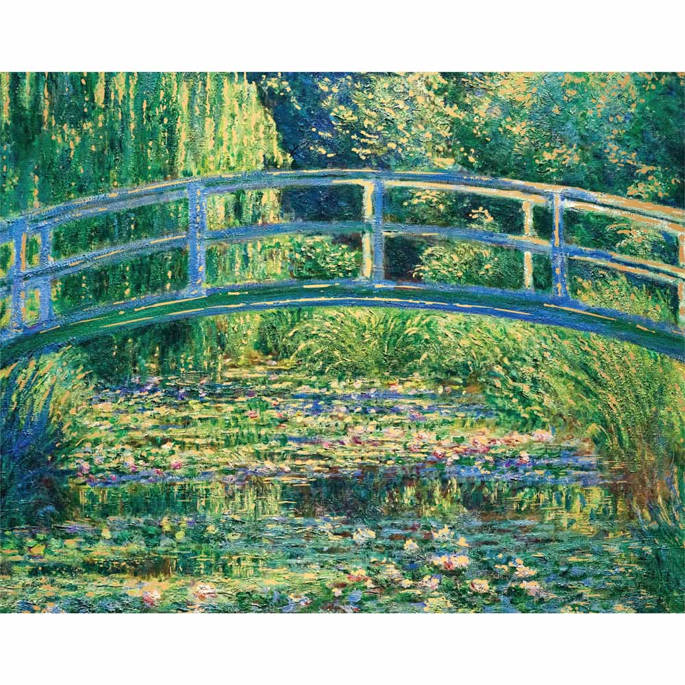Mindbogglers Gold 1000 Piece Puzzle Bridge Over a Pond of Water Lilies
