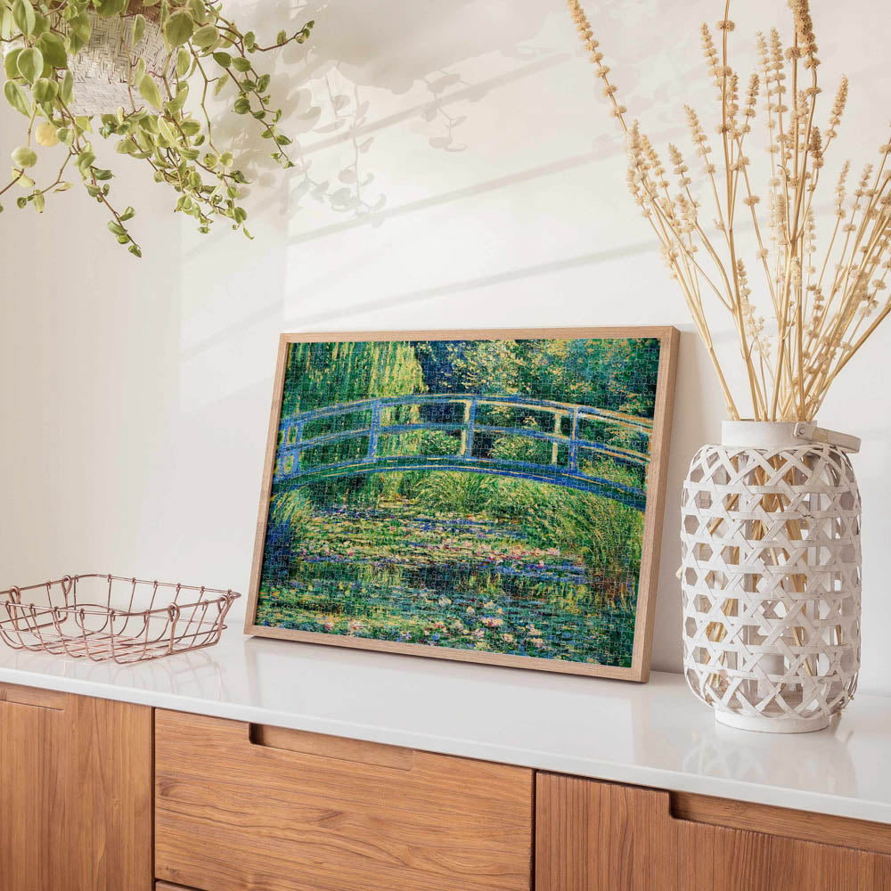 Mindbogglers Gold 1000 Piece Puzzle Bridge Over a Pond of Water Lilies