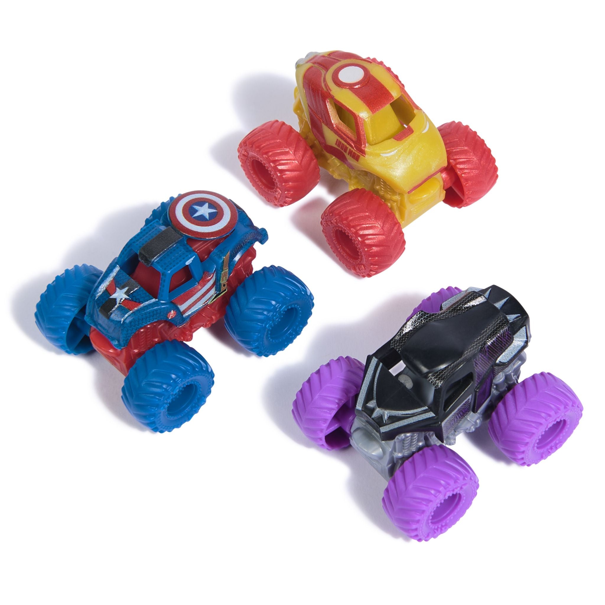 Monster Jam Mini Marvel 3 Pack Bundle - Iron Man, Captain America & Black Panther