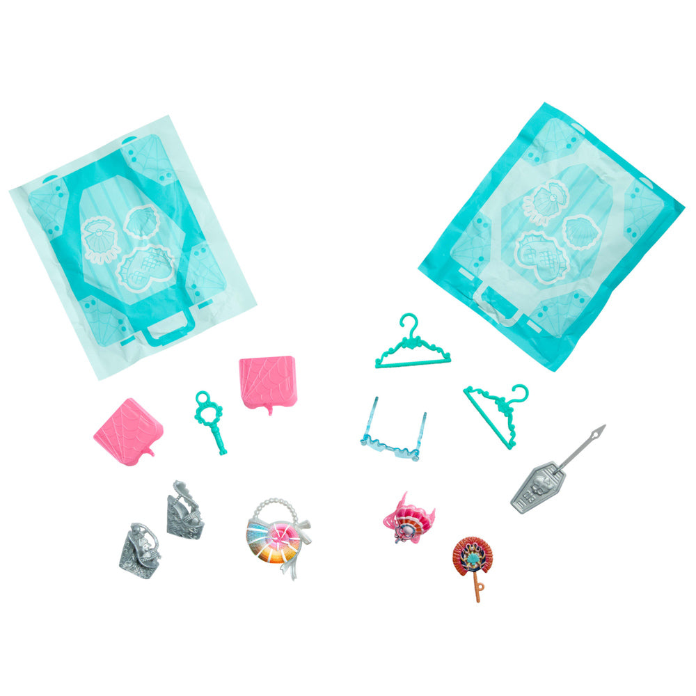 Accessories included in the Monster High Skulltimate Secrets Gore-geous Oasis Series 7 Lagoona Blue doll
