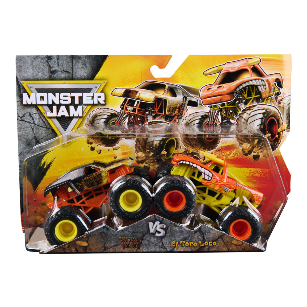 Monster Jam trucks 164 2-Pack: MAX-D XX Vs El Toro Loco, in packaging