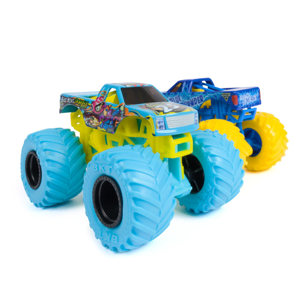 Monster Jam 16:4 2-Pack Series 33 Blue Thunder Vs Bad News Travels Fast toy trucks