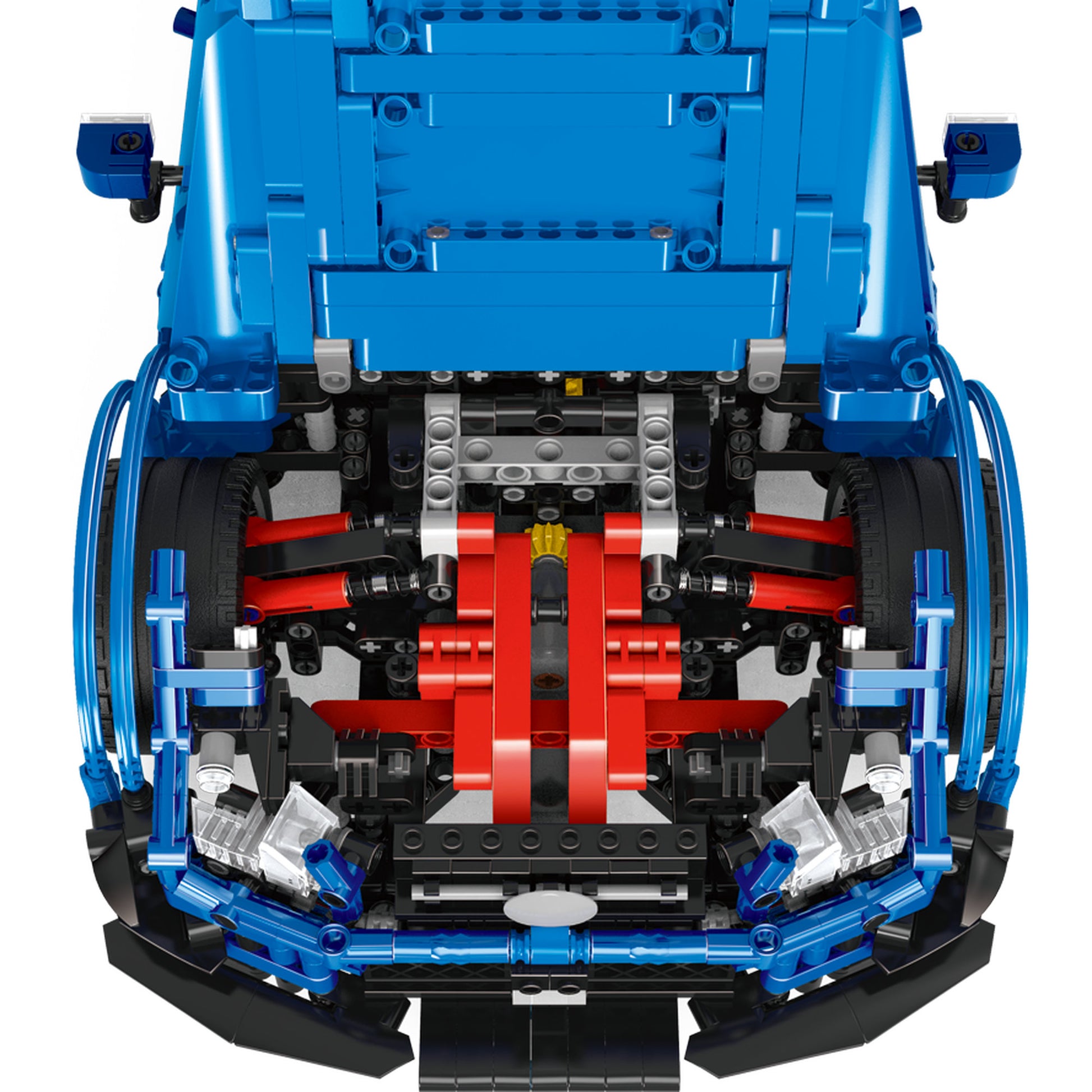 Under the hood of the Mould King 13073 C63 DTM Racing Remote controlled Car Model Building Set