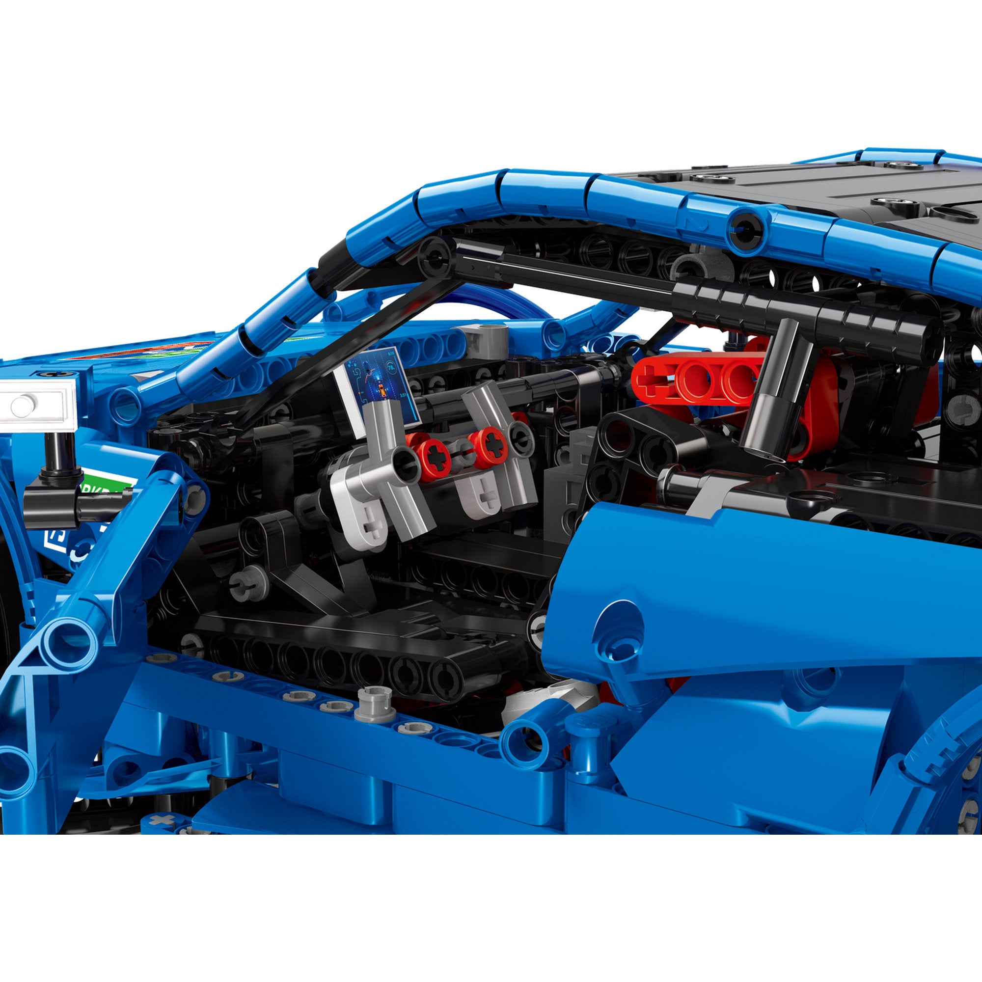 Inside details of the Mould King 13073 C63 DTM Racing Remote controlled Car Model Building Set