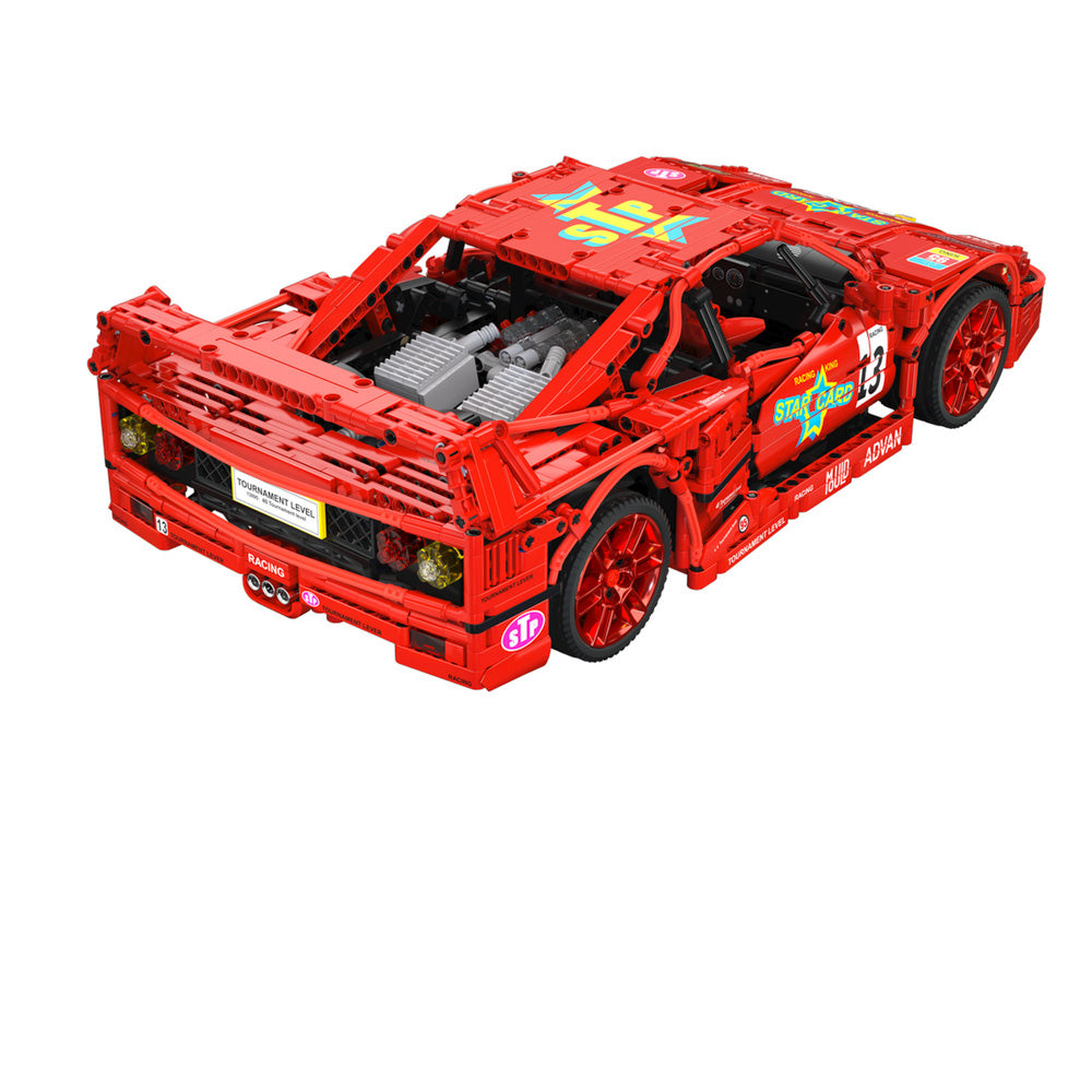 Back view of the Mould King 13095 F40 Limited Edition Race Remote Control Car Building Kit