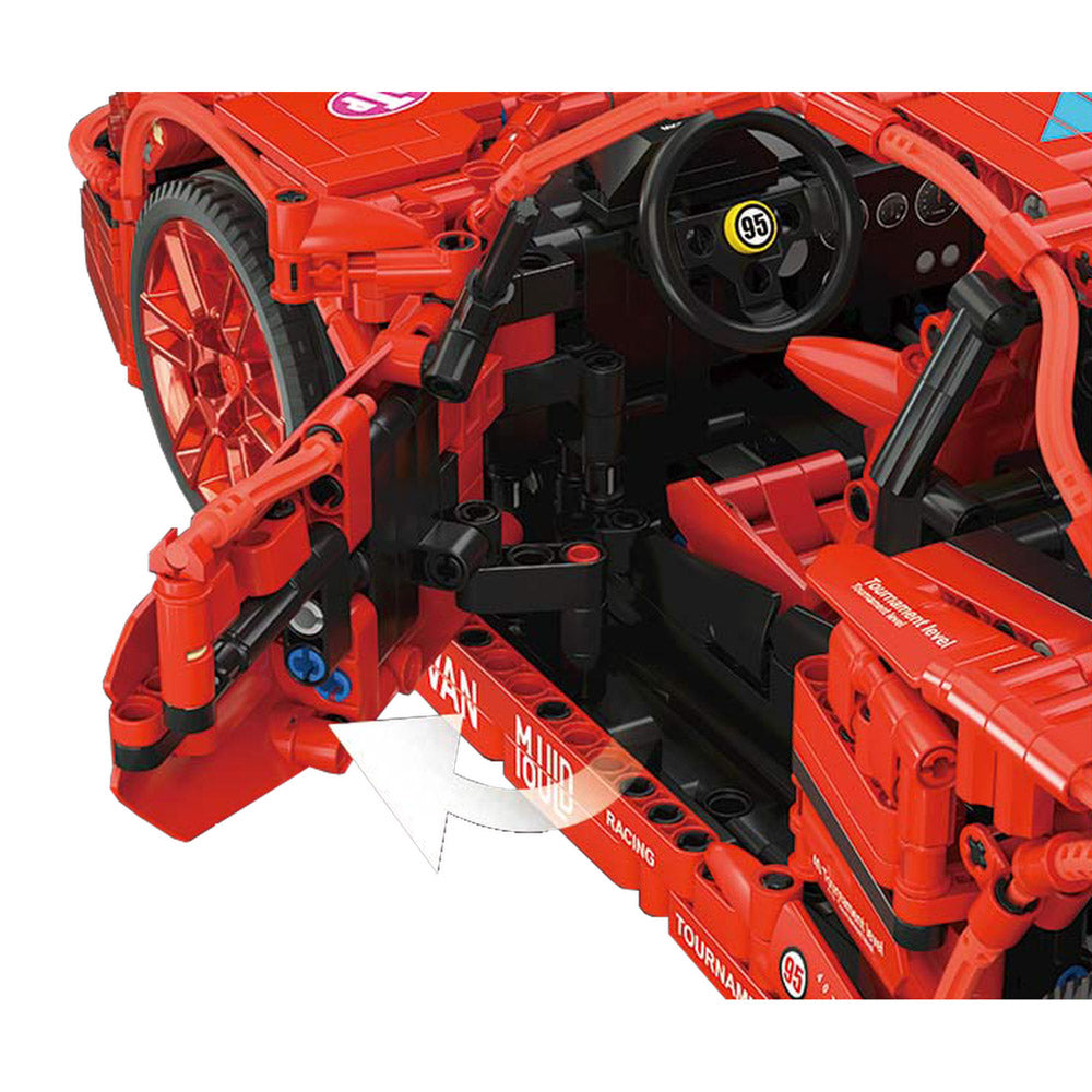 Door detail on the Mould King 13095 F40 Limited Edition Race Remote Control Car Building Kit
