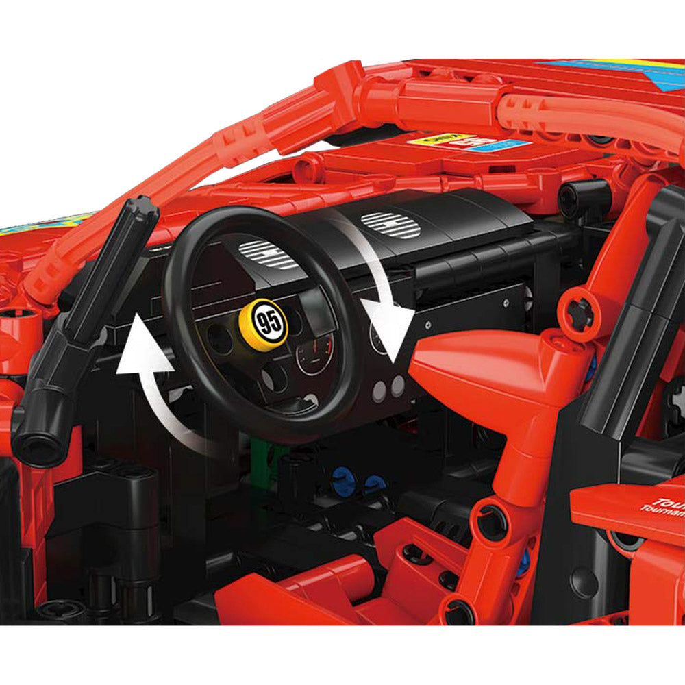 Inside view of the Mould King 13095 F40 Limited Edition Race Remote Control Car Building Kit