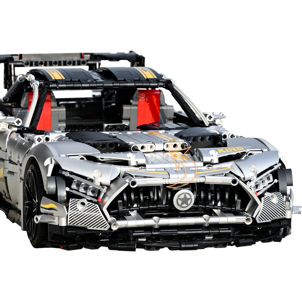 Front view of the Mould King 13126 AMG GT Quicksilver Sports Remote Control Car Building Set