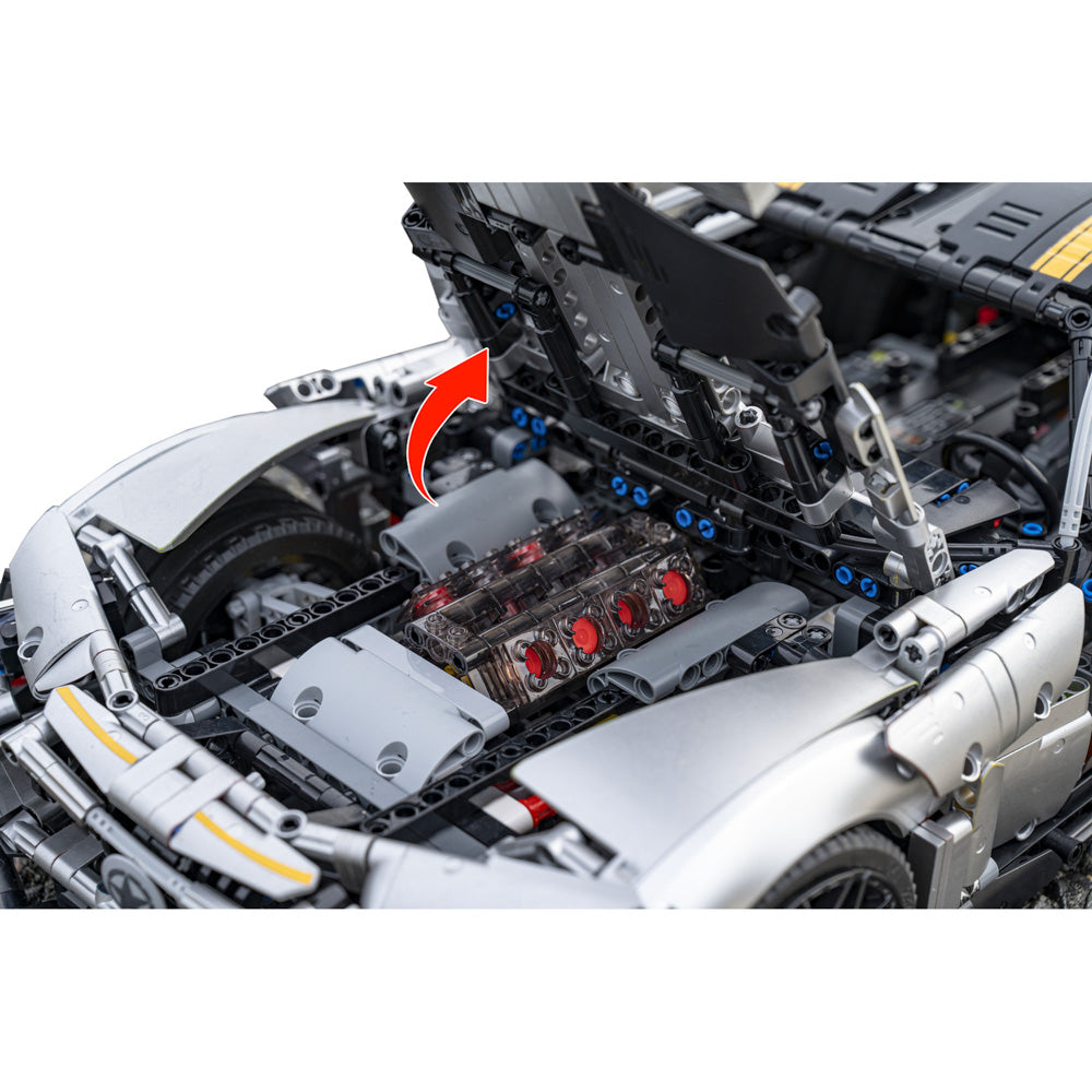Engine detail in the Mould King 13126 AMG GT Quicksilver Sports Remote Control Car Building Set