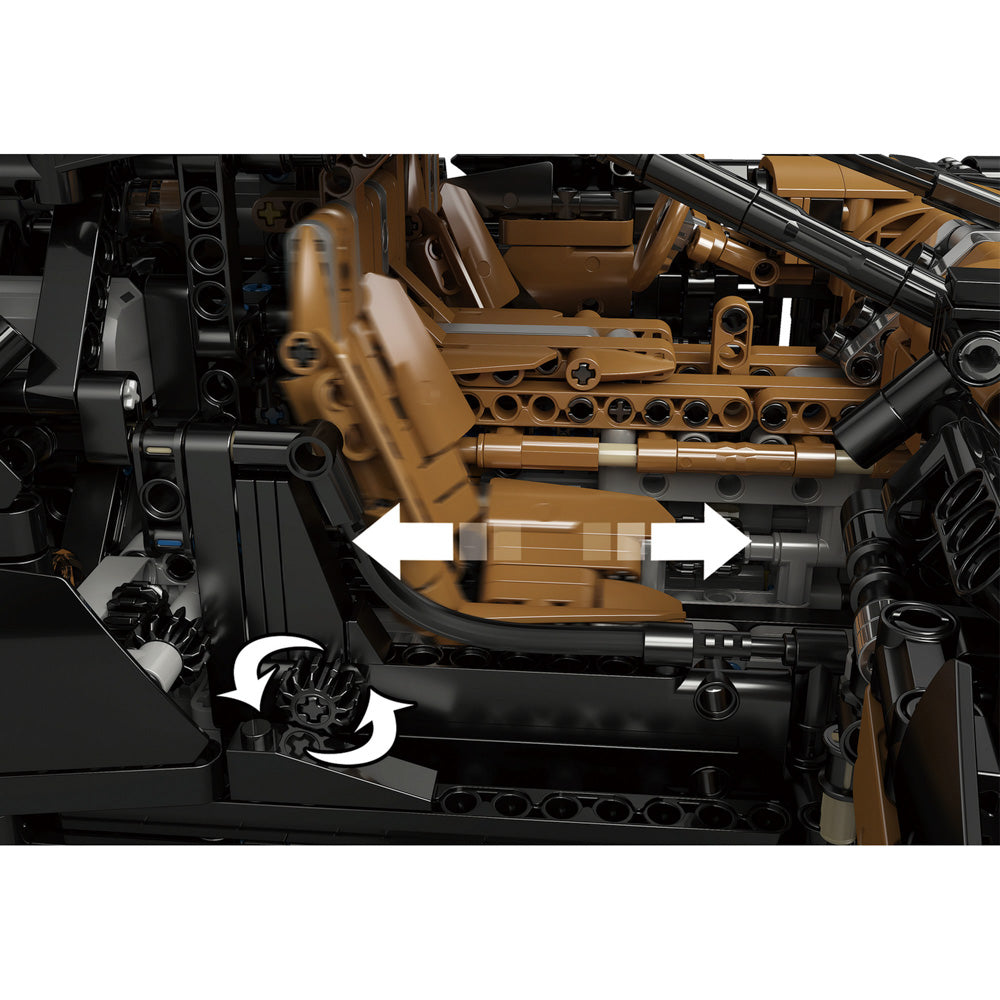Adjustable seats in the Mould King 13163 Voiture Noire Hyper Remote control Car Building Set