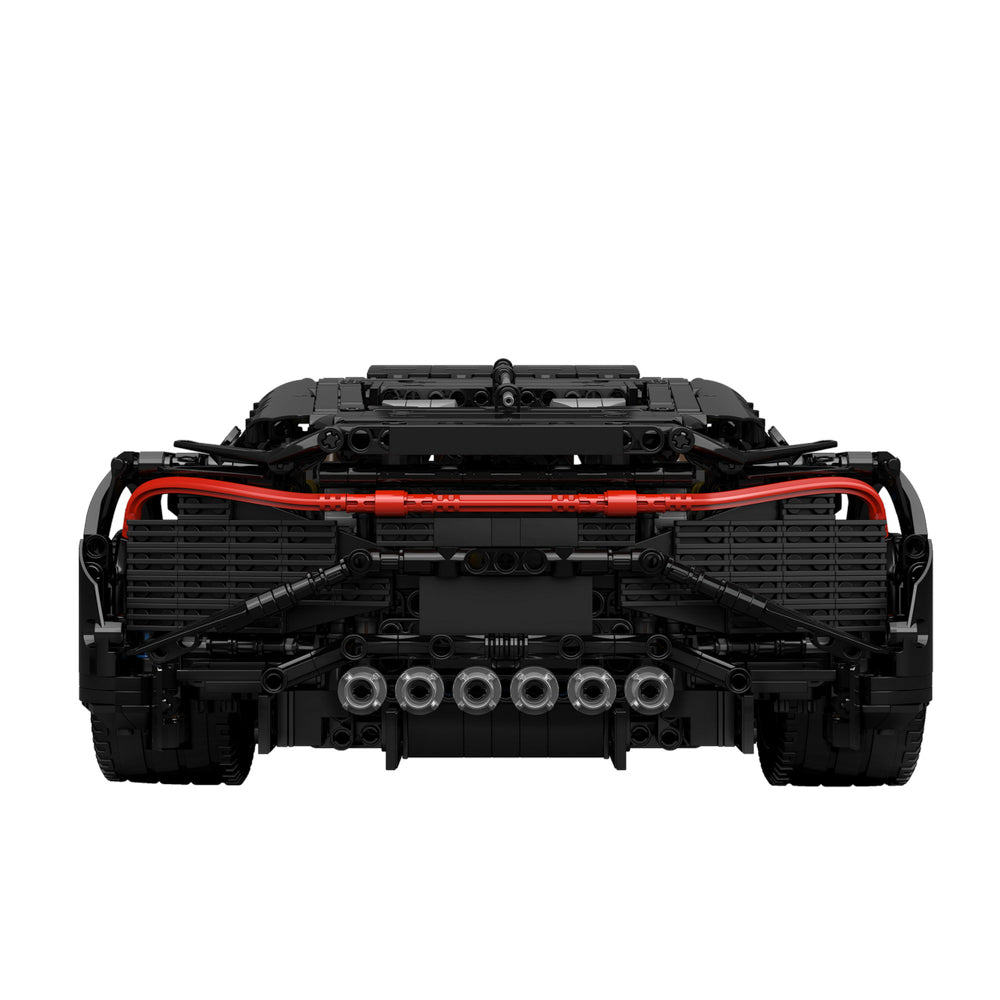 Back view of the Mould King 13163 Voiture Noire Hyper Remote control Car Building Set