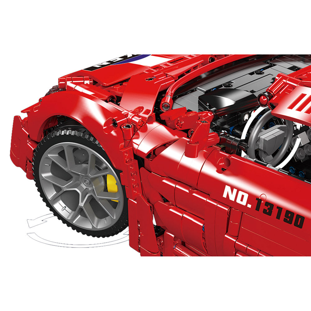 Wheels swivel in the Mould King 13190 Lykan Hypersport Car RC Building Set
