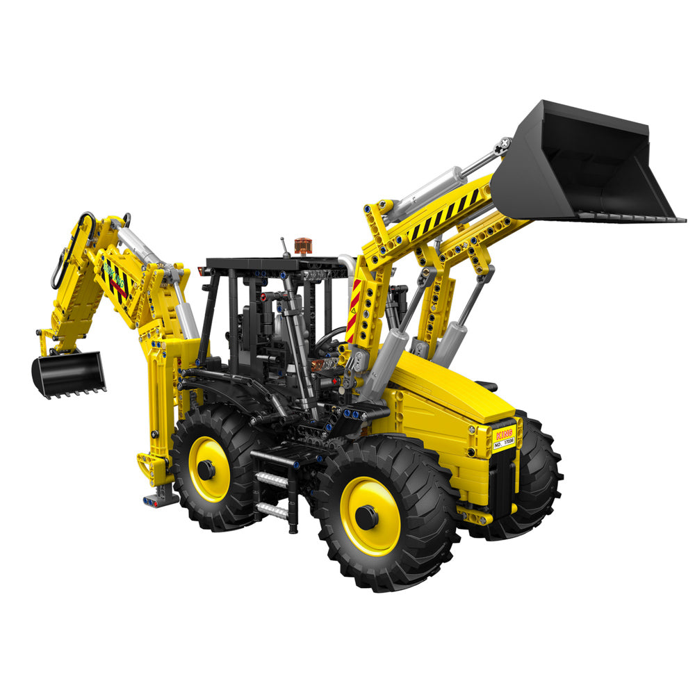 Front view of the Mould King 17036 Backhoe Loader RC Building Set