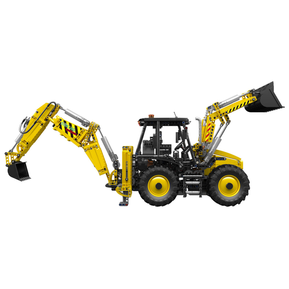 Side view of the Mould King 17036 Backhoe Loader RC Building Set