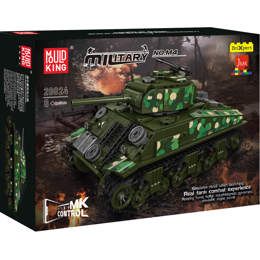 Mould King 20024 M4 Sherman Tank RC Building Set, in packaging