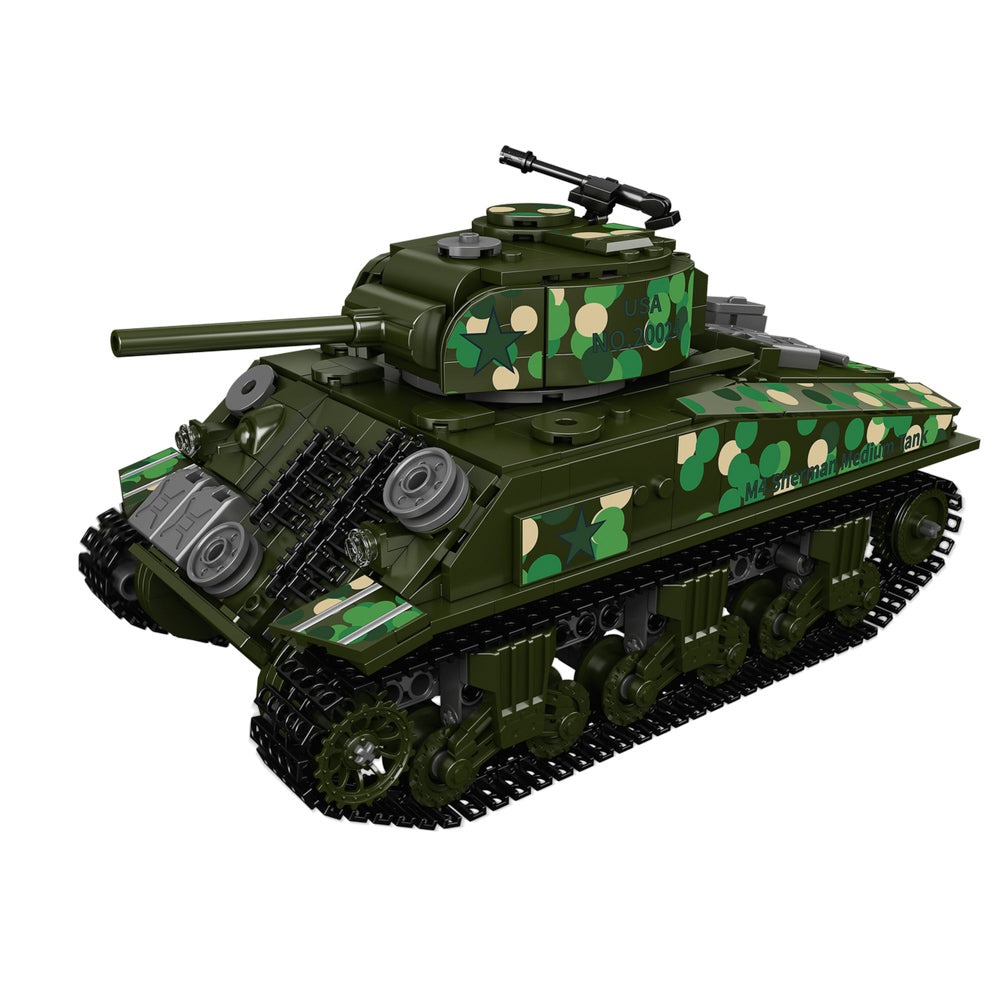 Front view of the Mould King 20024 M4 Sherman Tank RC Building Set