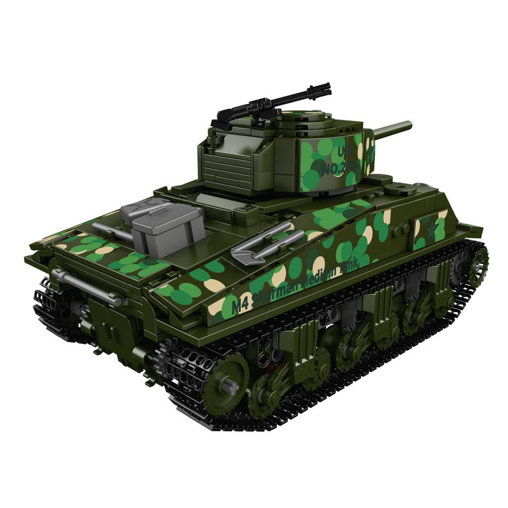 Back view of the Mould King 20024 M4 Sherman Tank RC Building Set