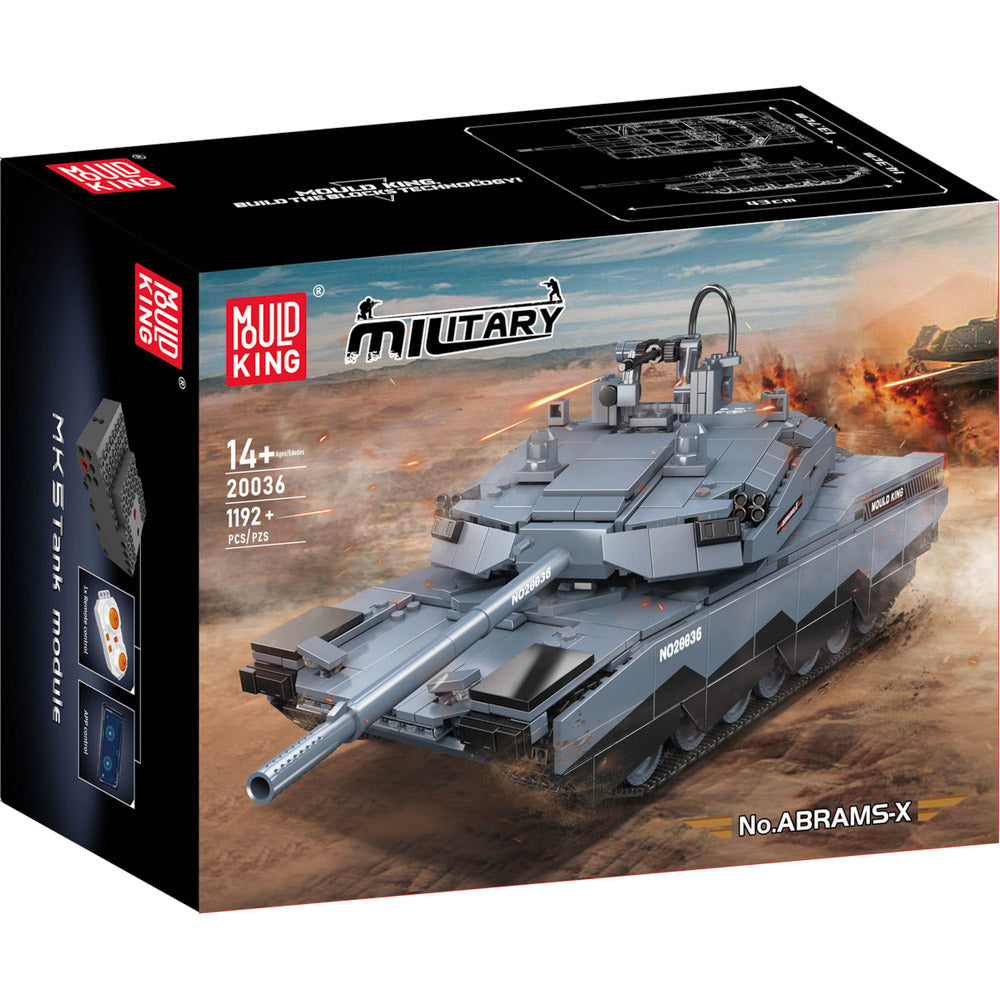 Mould King 20036 Military Abrams X Tank Model Building Set, in packaging