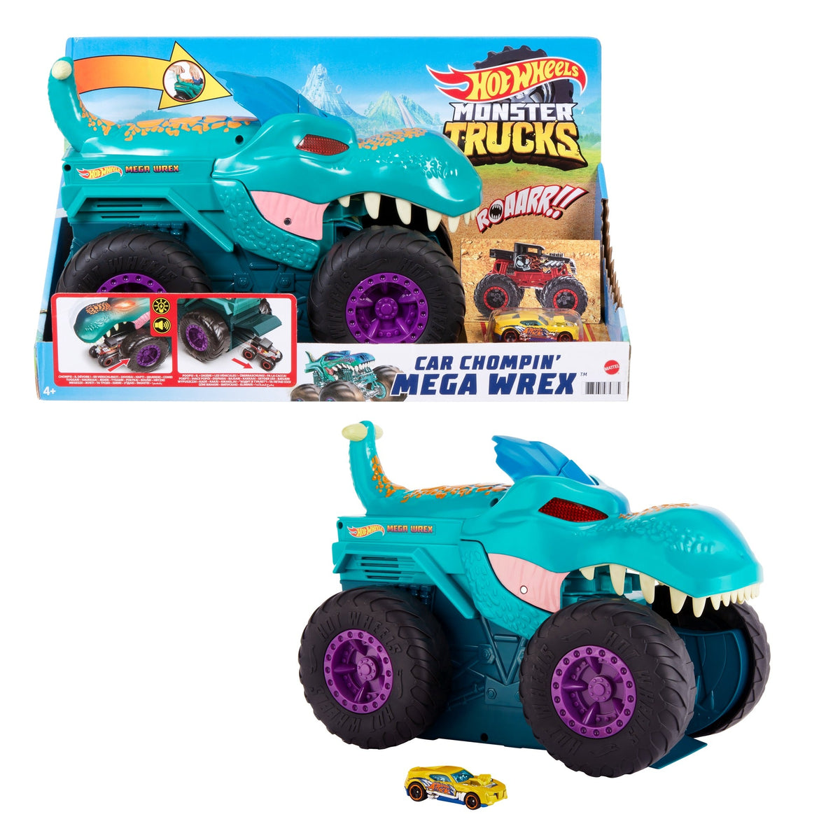 Hot Wheels Monster Trucks Car Chompin' Mega Wrex - Toyworld NZ