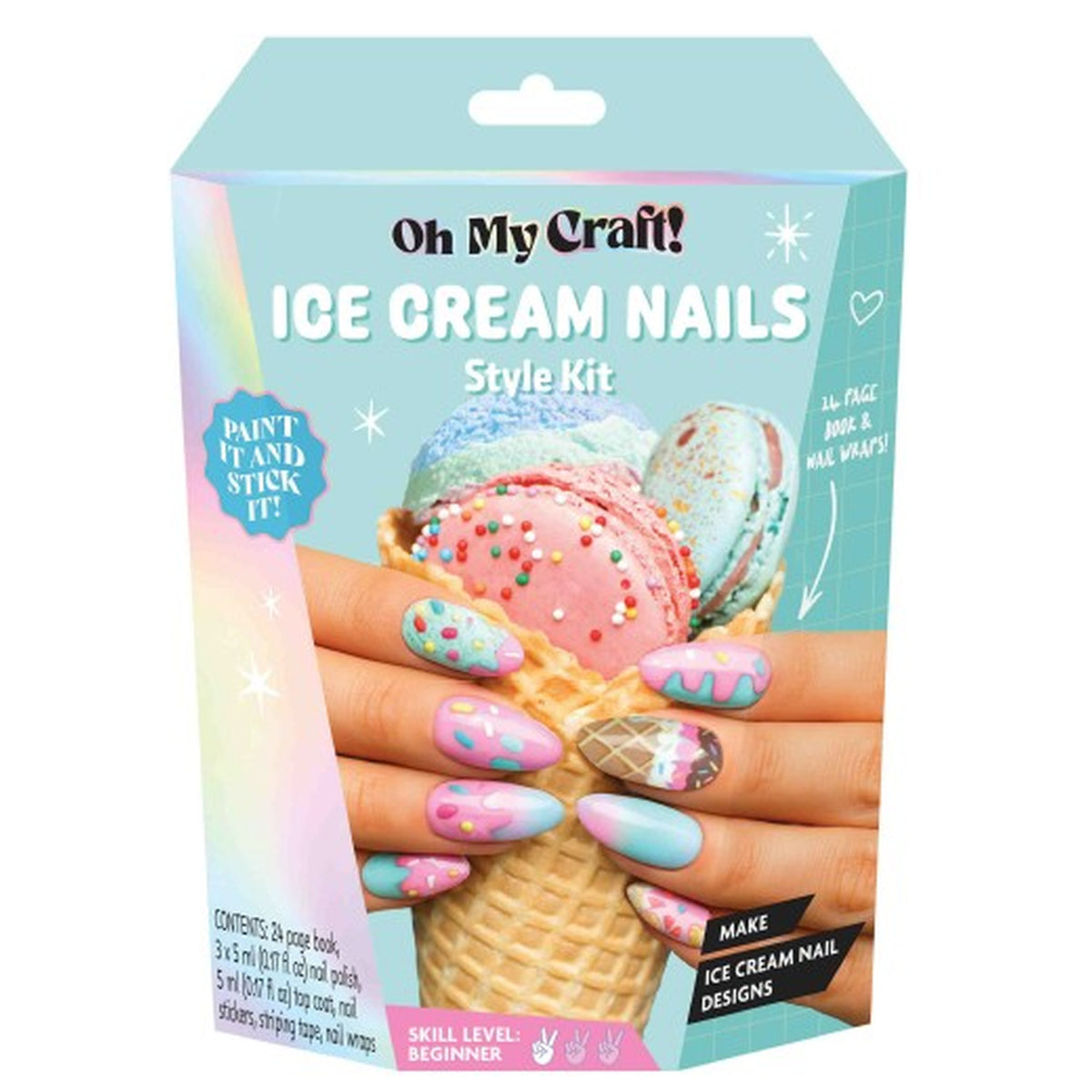 Oh My Craft Ice Cream Glam Nail Art.