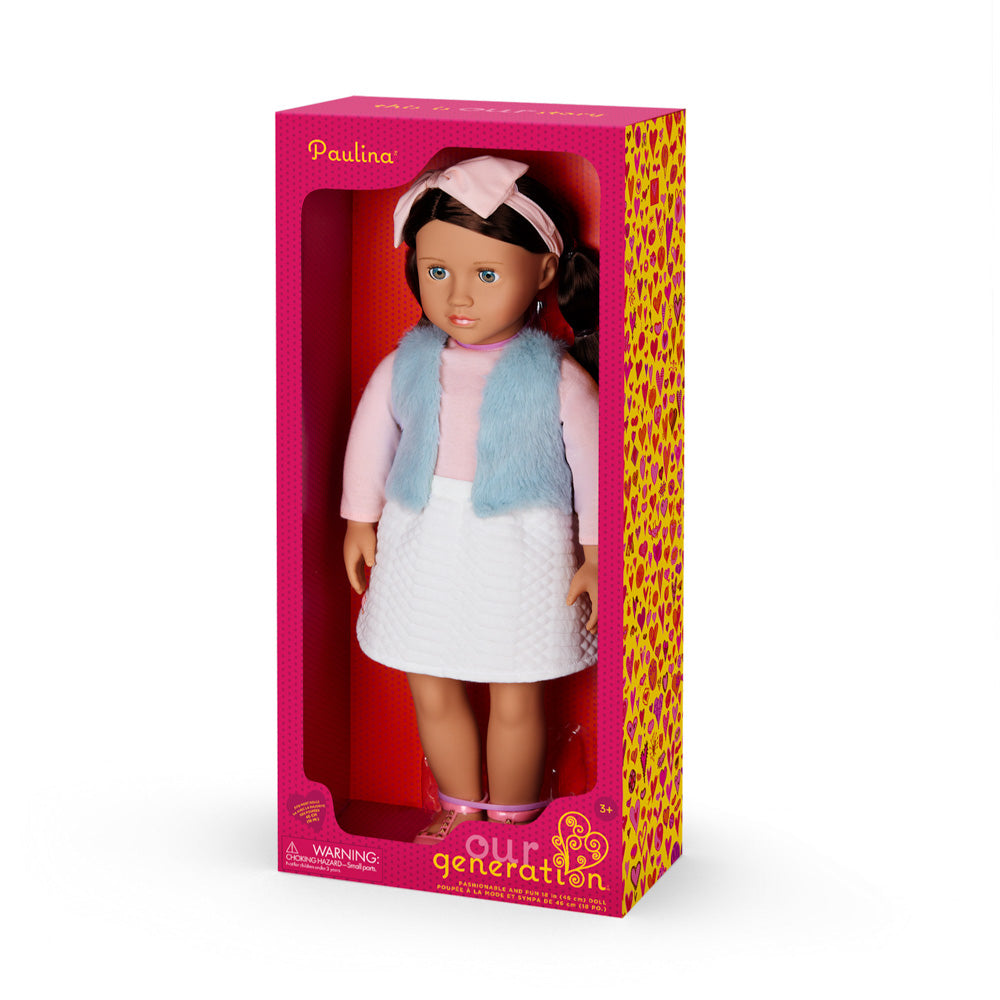 Our Generation 18 Inch Regular Doll Paulina brown hair, in packaging