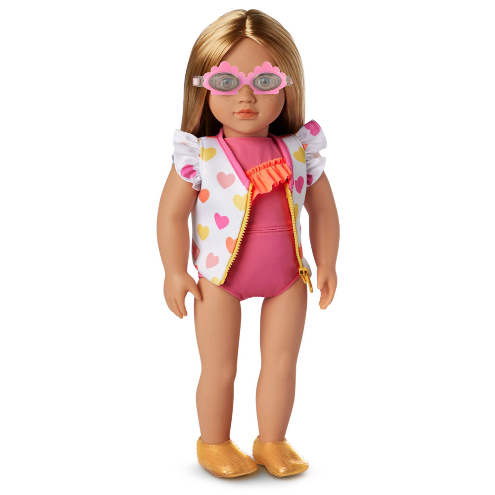 Doll wearing Our Generation Regular Outfit Swim Swimwear clothing togs