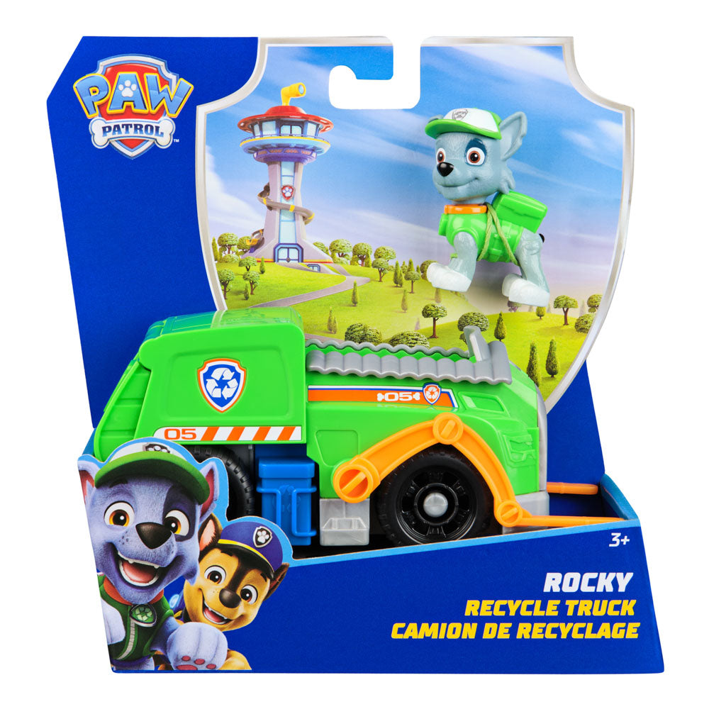 PAW Patrol Basic Rescue Vehicle with Rocky playset, in packaging