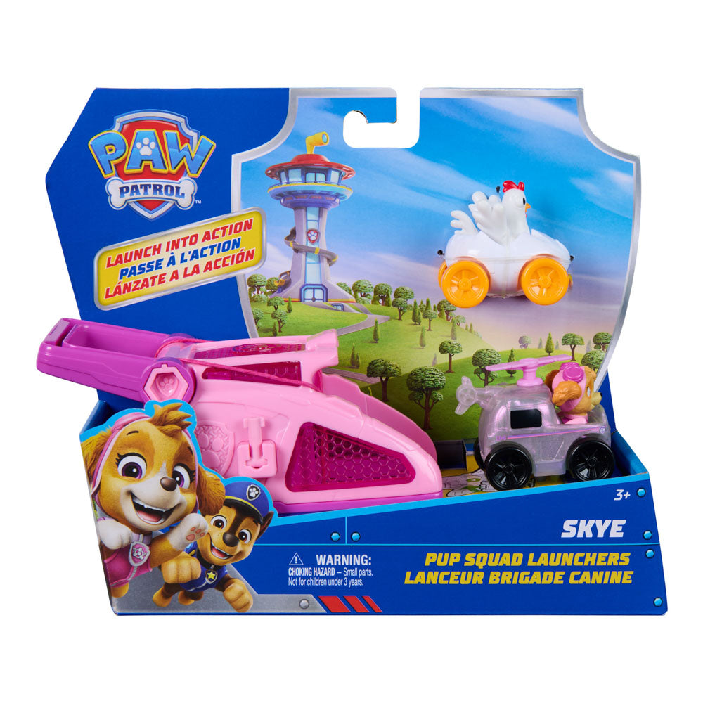 PAW Patrol Pup Squad Launchers Pink Toy Car - Skye & Chicken, in packaging