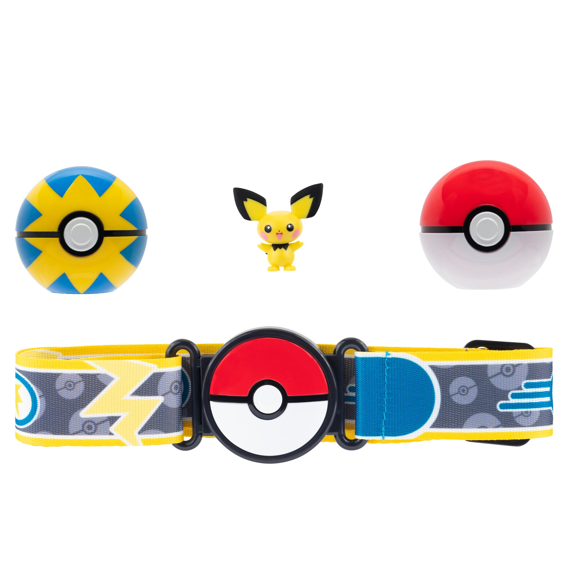 Pokemon Clip N Go Poke Ball Belt Set - Poke Ball & Quick Ball With Pichu
