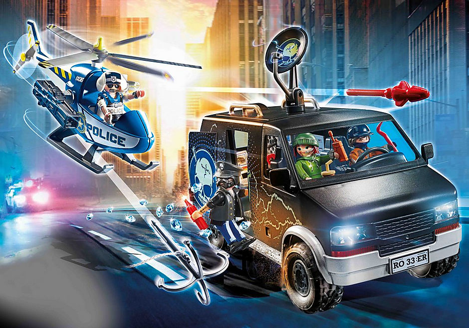 Playmobil 70575 City Action Helicopter Pursuit With Runaway Van