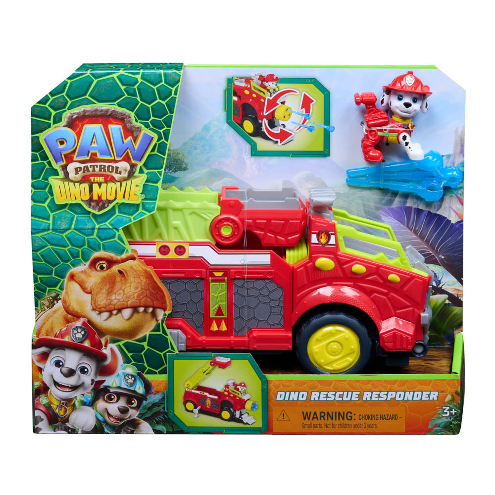 Paw Patrol The Dino Movie Dino Rescue Responder toy, in packaging.