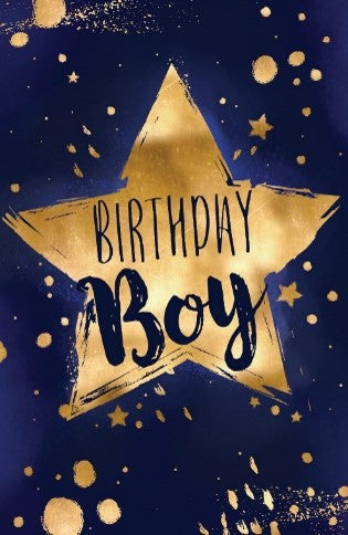 Midnight Gold Star Birthday Boy Birthday Card