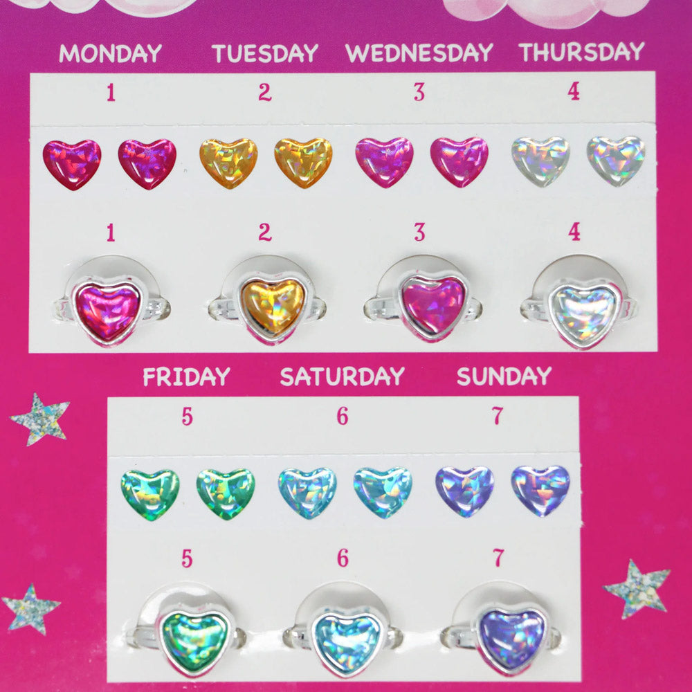 Pink Poppy 7 Day Stick On Earrings & Ring Set - Toyworld NZ