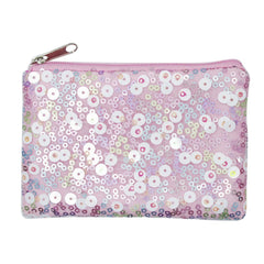 Pink Poppy Bloom Fairy Sequin Coin Purse Pale Pink