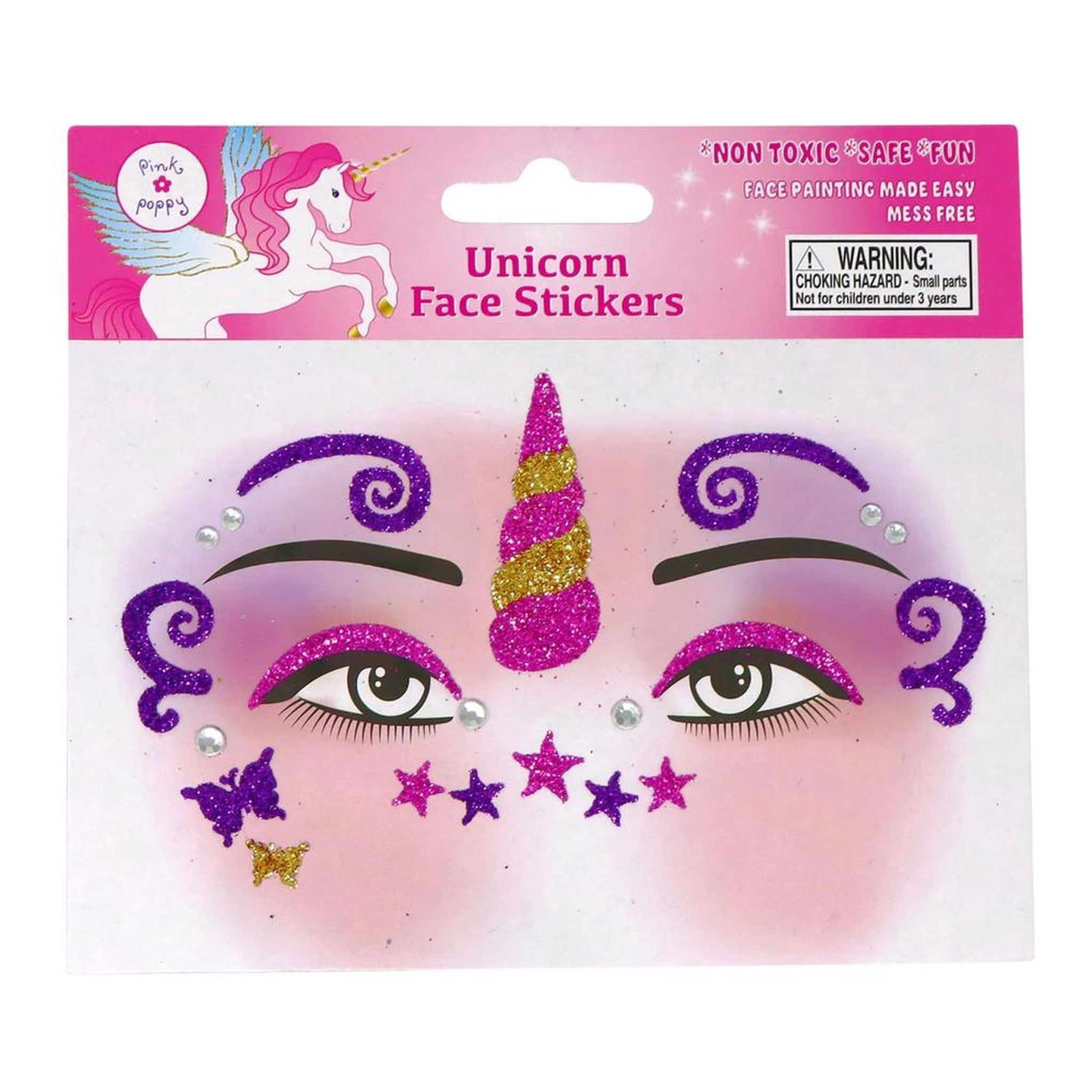Pink Poppy Dreamy Unicorn Sparkling Face Stickers
