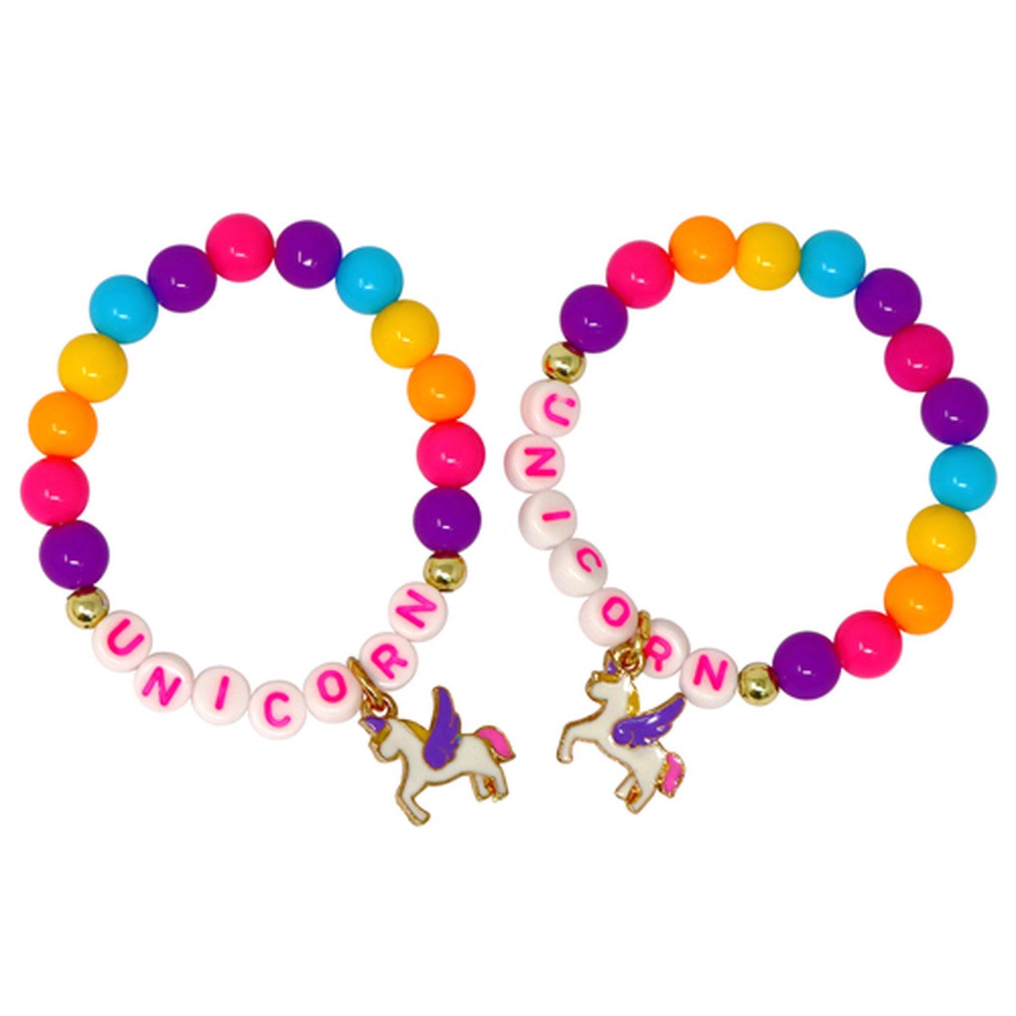 Pink Poppy BFF Unicorn Rainbow Pearl Bracelet Set