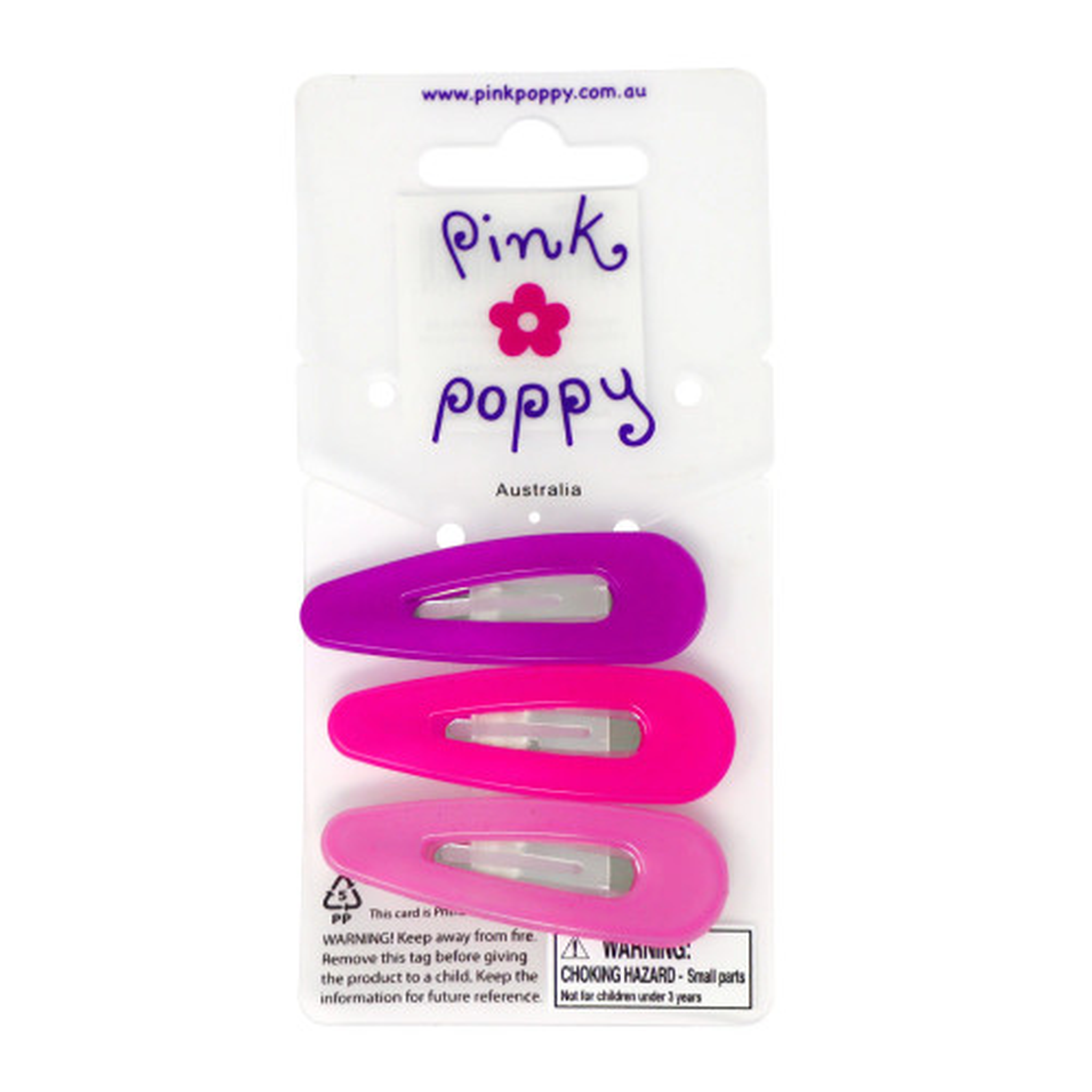 Pink Poppy Acrylic Snap Hair Clips