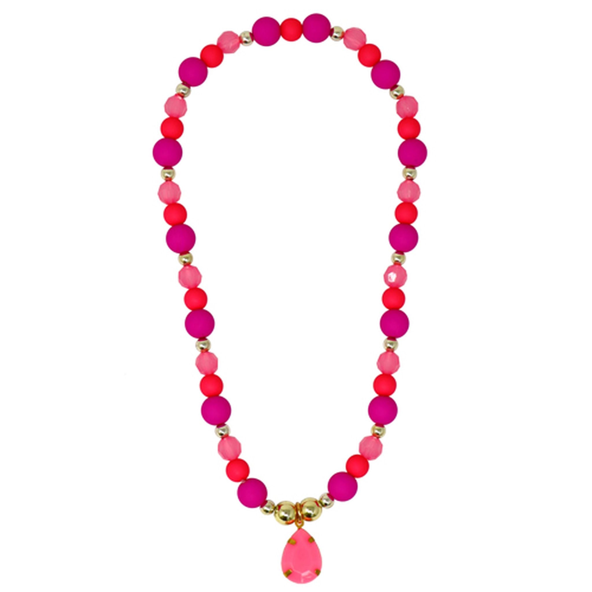 Pink Poppy Fairy Delight Beaded Necklace With Pendant