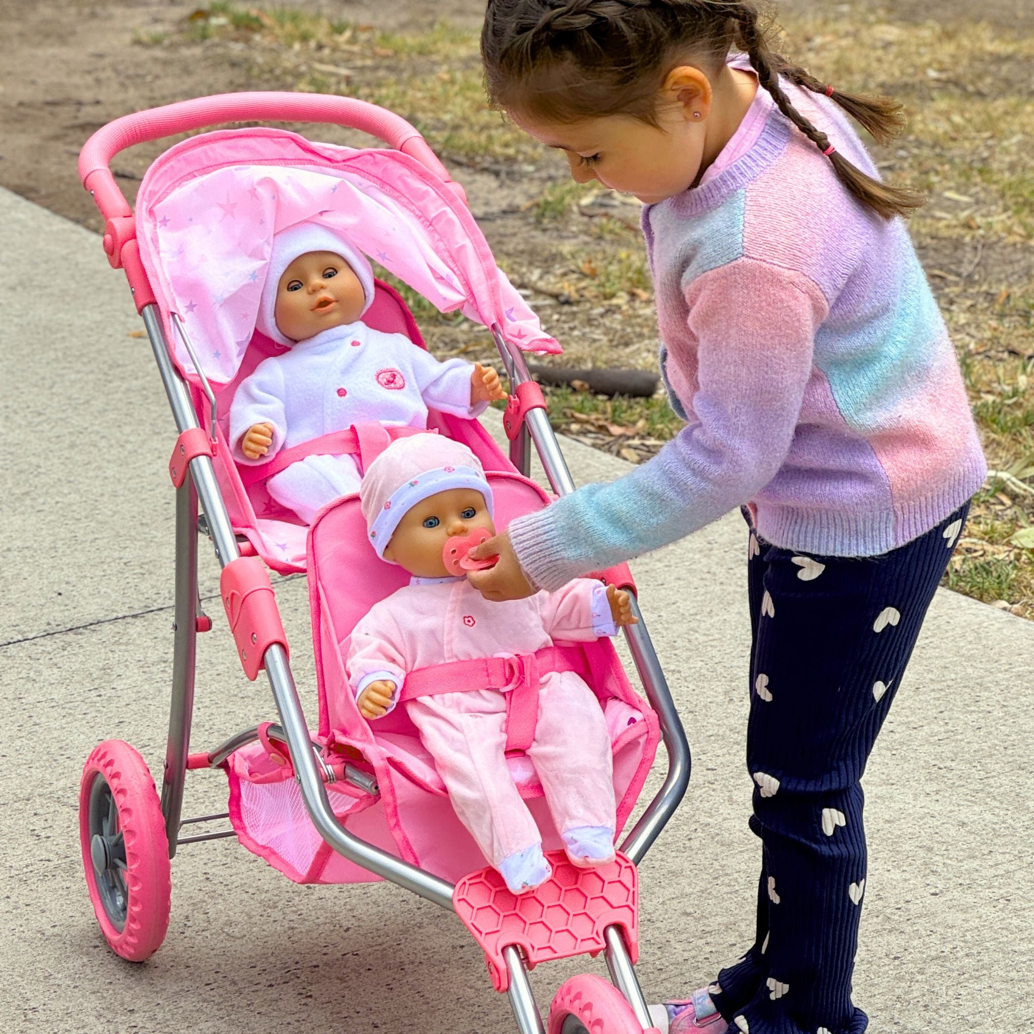 Playworld Doll Twin Jogger Pink