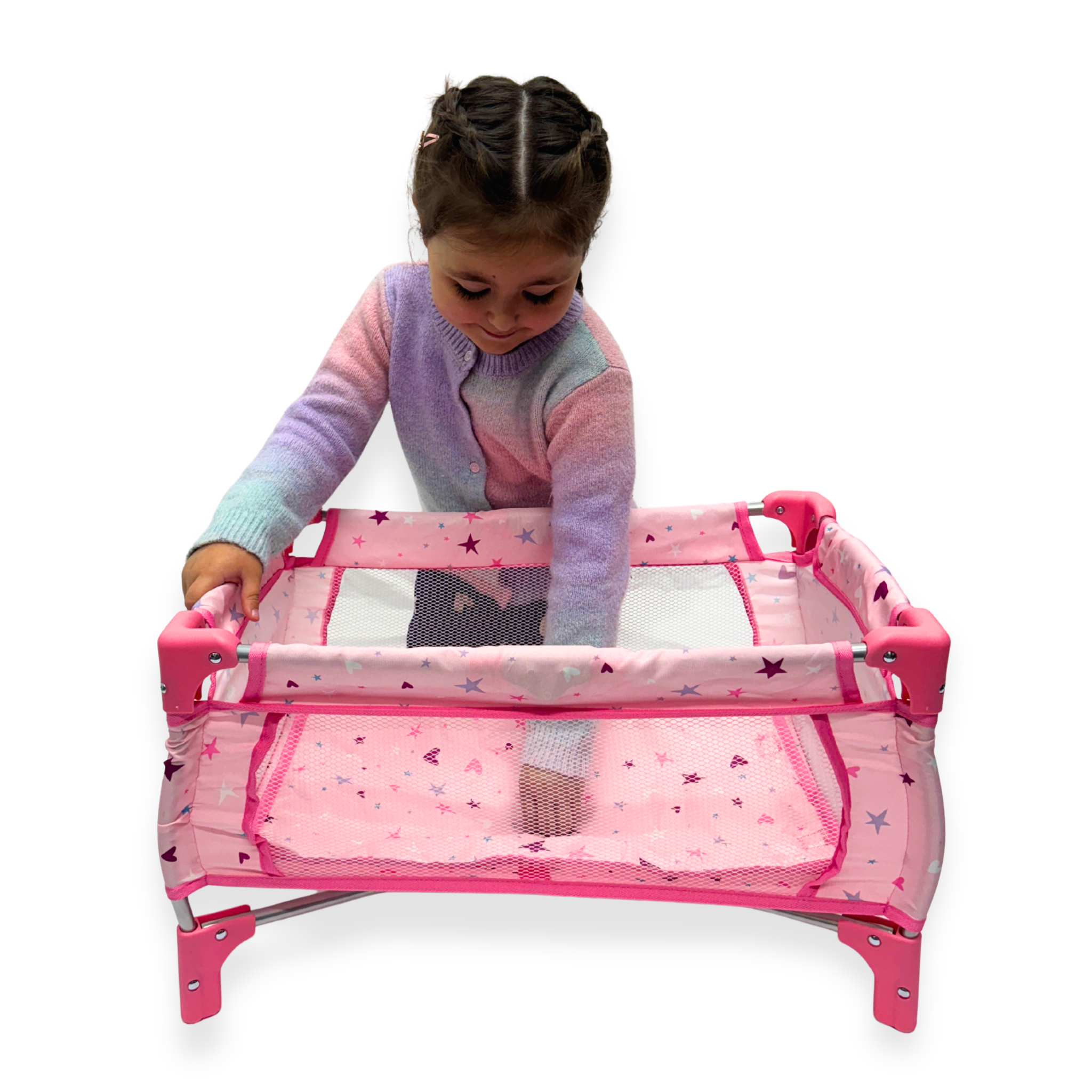 Playworld Doll Travel Cot Pink