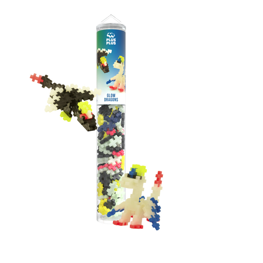 Plus Plus Glow Dragons - 100Pc Tube building block toys.
