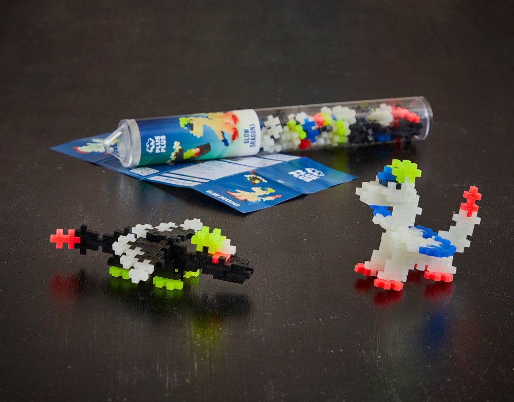 Plus Plus Glow Dragons - 100Pc Tube building block toys.