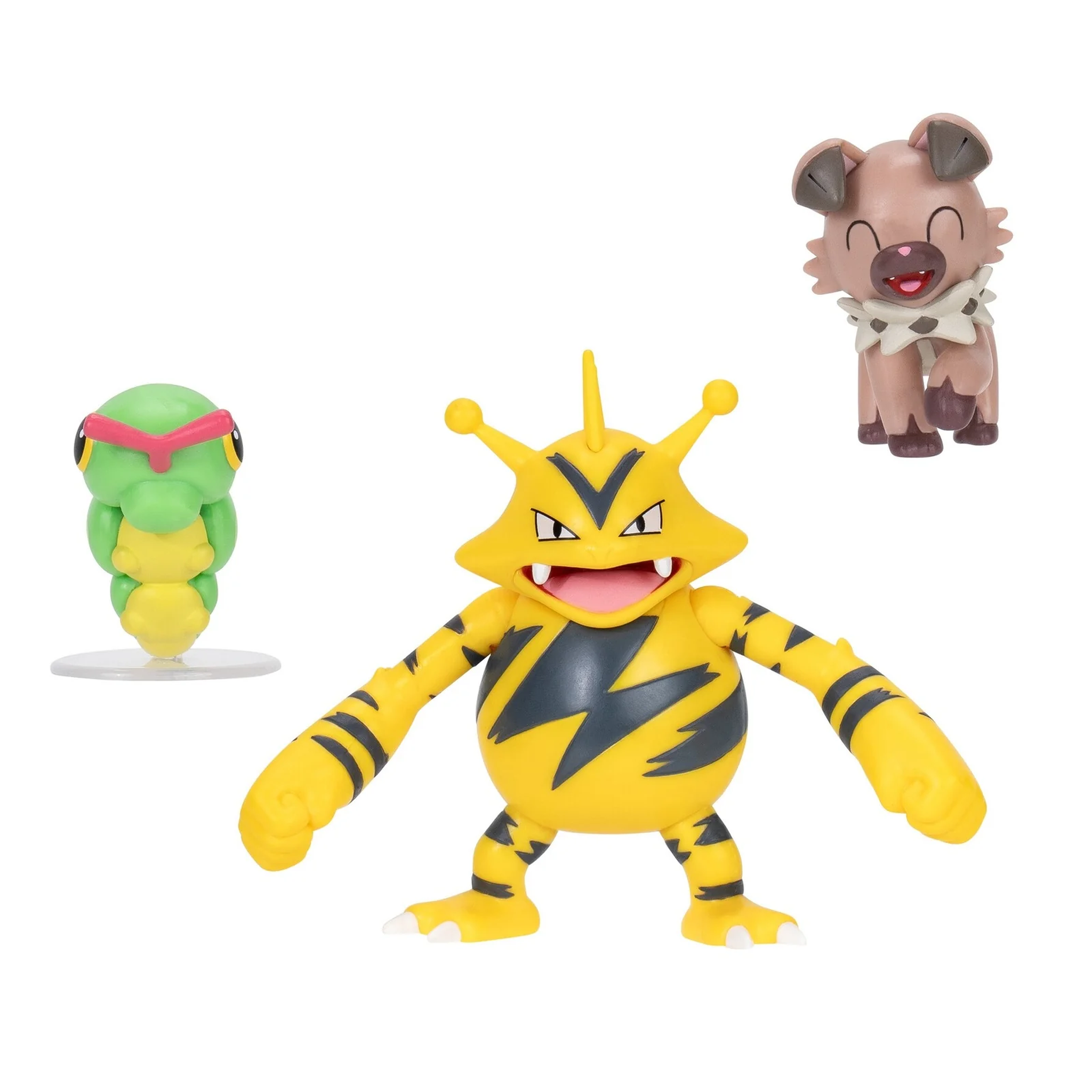 Pokemon Battle Figure Set 3 Pack Caterpie, Electabuzz & Rockruff